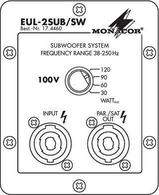 Recintos para megafona pasivos: Subwoofers, Subwoofer con lnea de 100 V EUL-2SUB/SW