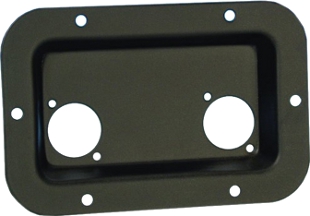 Cabinet dishes, Adam Hall Hardware, Product number: 8708BLK - Cabinet dish punched for 2x XLR, Speakon - black