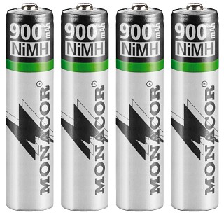 Rechargeable batteries and batteries, NiMH rechargeable batteries, AAA size, set of 4 NIMH-900R/4