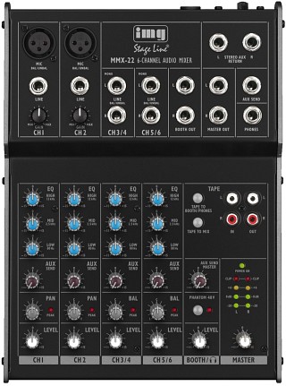 Mixers and players, 4-channel audio mixer MMX-22