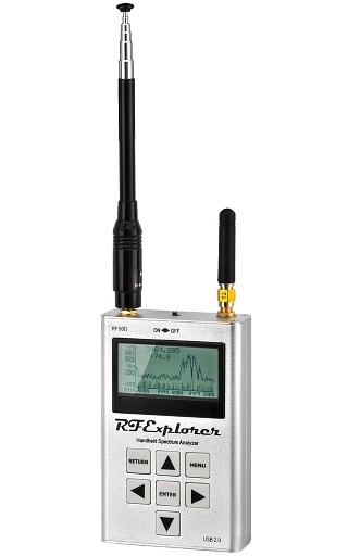 Wireless microphones: Transmitters and receivers, RF spectrum analyser, 15-2,700 MHz RF-EXPLORER/3